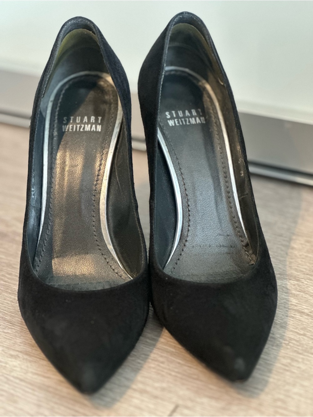 Authentic used Stuart Weitzman Black Suede Pumps size 6.5